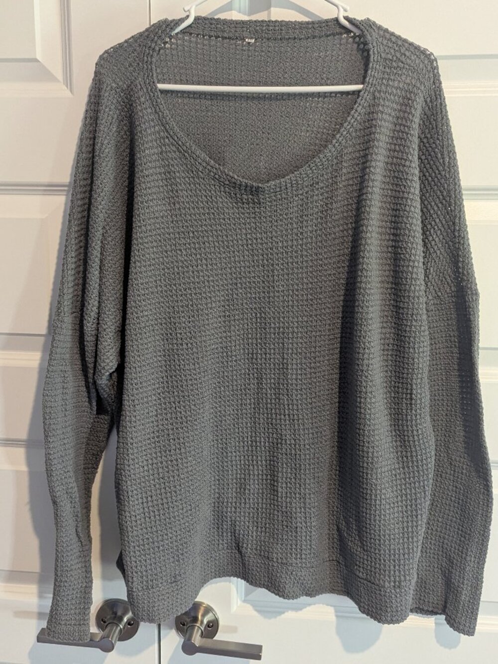 Grey Waffle Knit Sweater - 4X